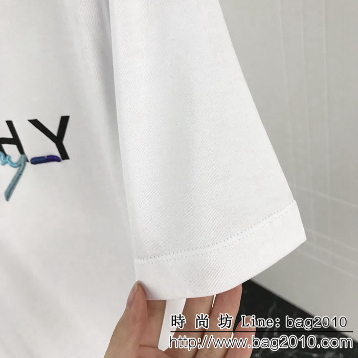 Gvc紀梵希 19ss早春新款 彩色字母刺繡短袖 精密刺繡工藝 定制面料 黑白雙色 男女同款 ydi2273